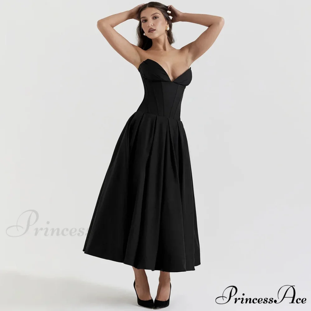 Adriana Midi A-Line Charming Strapless Corset Dress - Image 9