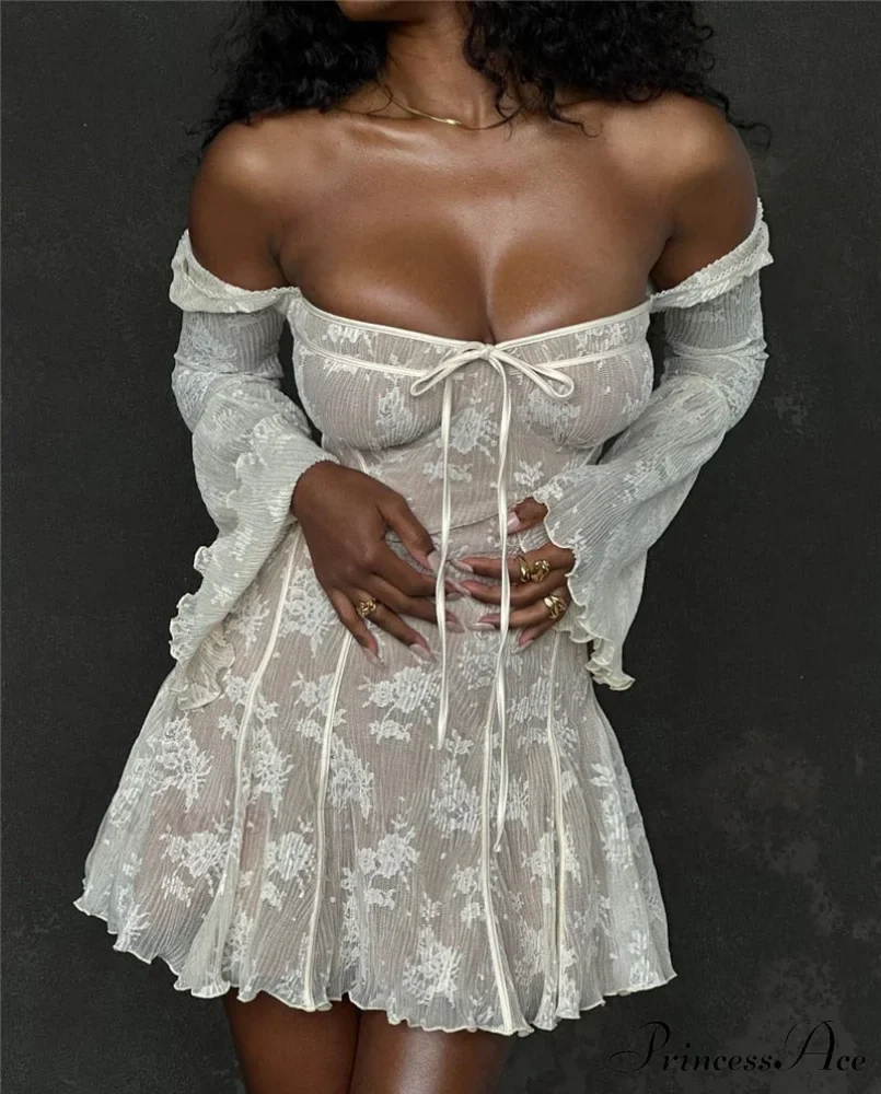 Lace Serenade Flare Charming Sleeve Mini Dress - Image 18