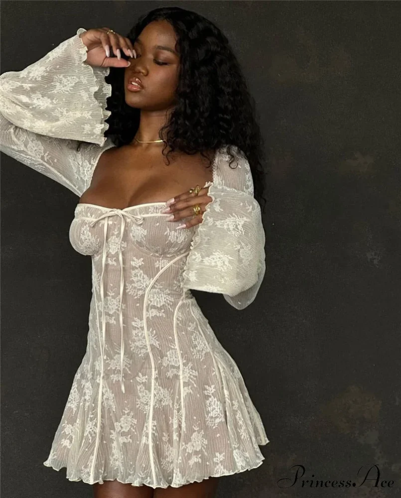 Lace Serenade Flare Charming Sleeve Mini Dress - Image 19