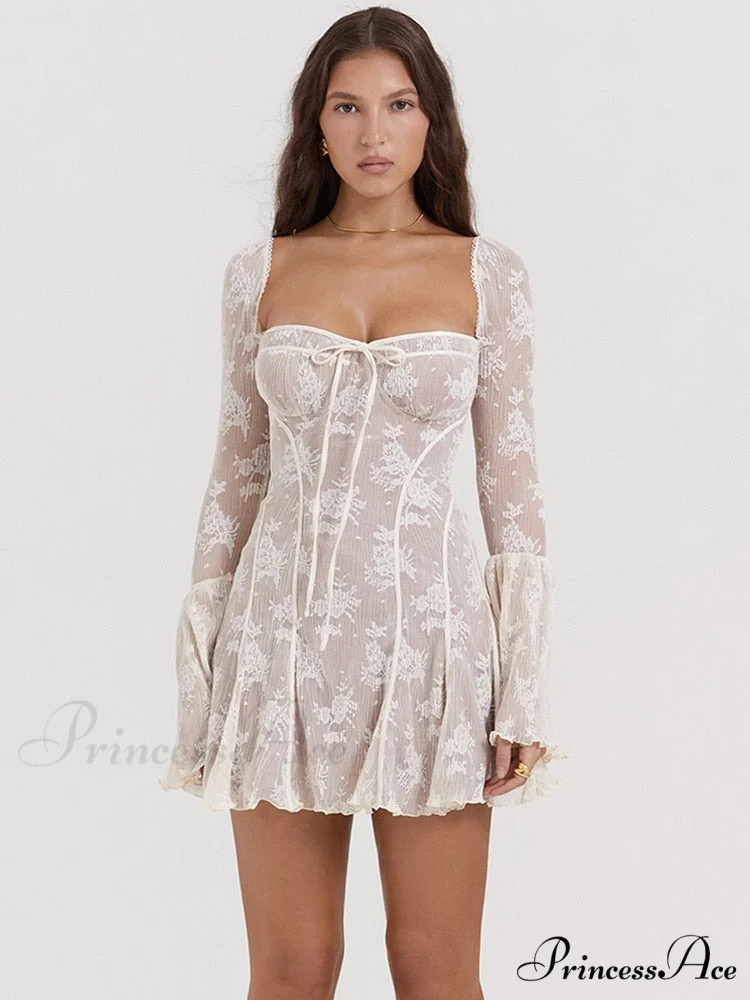 Lace Serenade Flare Charming Sleeve Mini Dress - Image 2