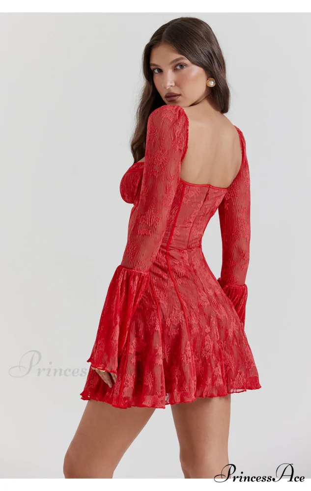 Lace Serenade Flare Charming Sleeve Mini Dress - Image 31