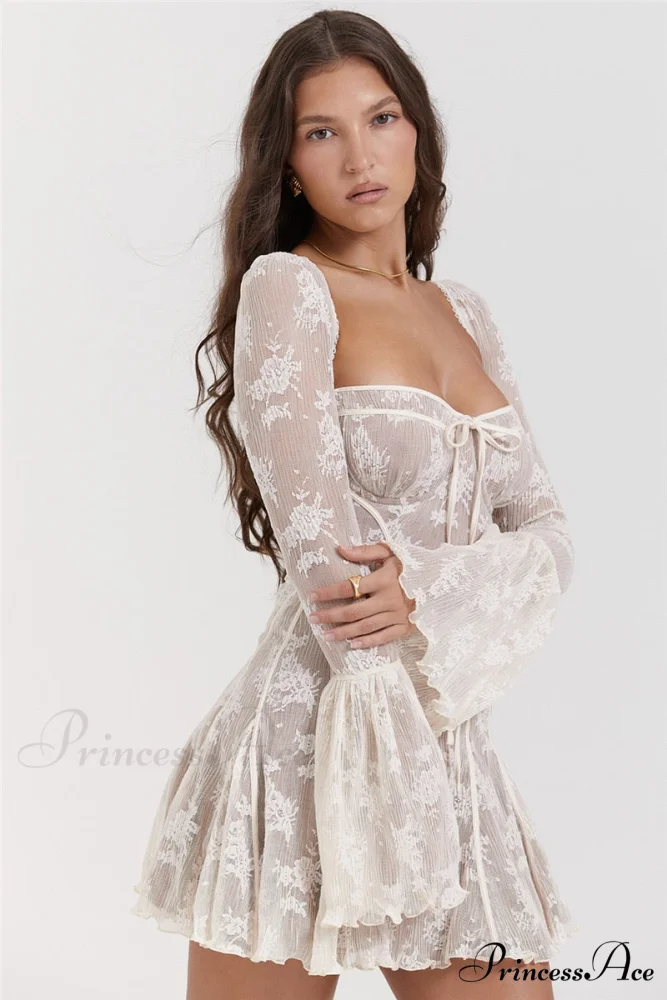 Lace Serenade Flare Charming Sleeve Mini Dress - Image 8