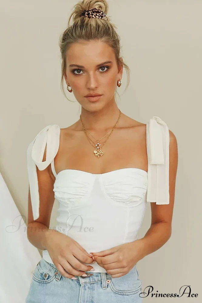 Lace Up Stylish White Tank Top - Image 3