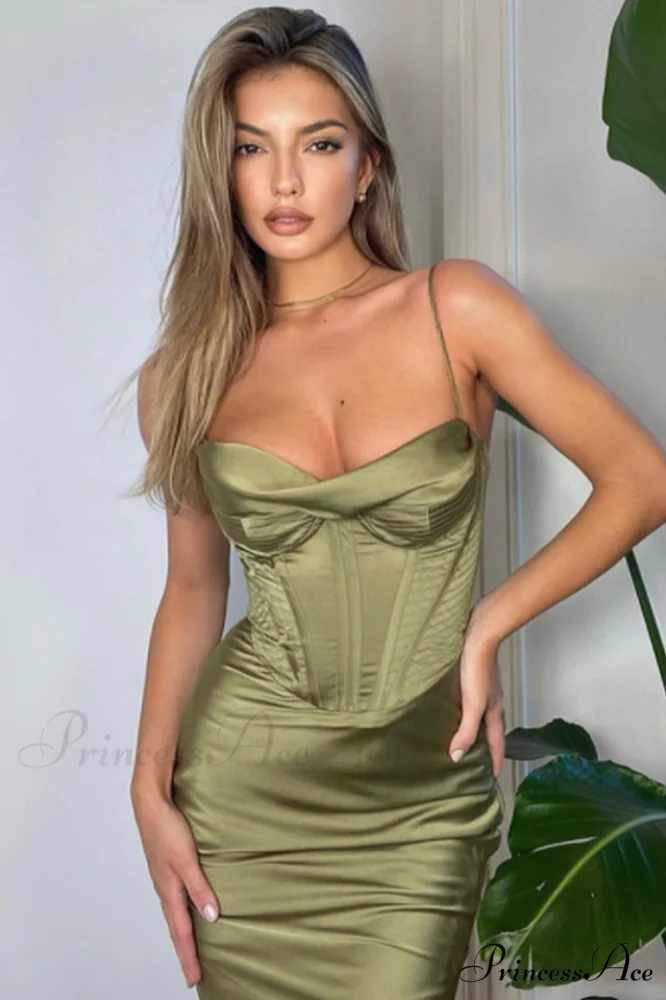 Absolute Elegance Satin Charming Corset Midi Dress - Image 11