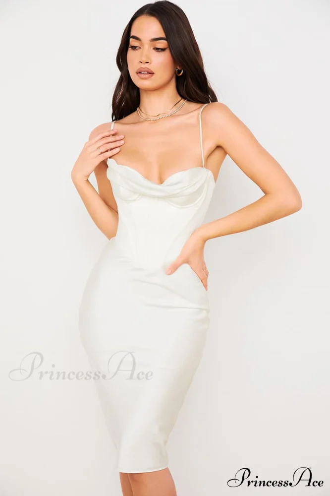 Absolute Elegance Satin Charming Corset Midi Dress - Image 17