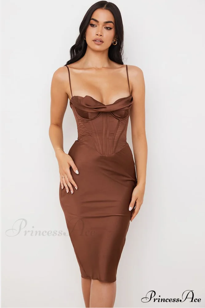 Absolute Elegance Satin Charming Corset Midi Dress - Image 23