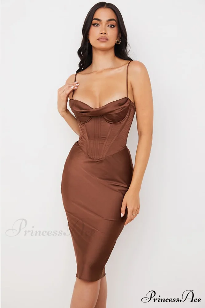 Absolute Elegance Satin Charming Corset Midi Dress - Image 24