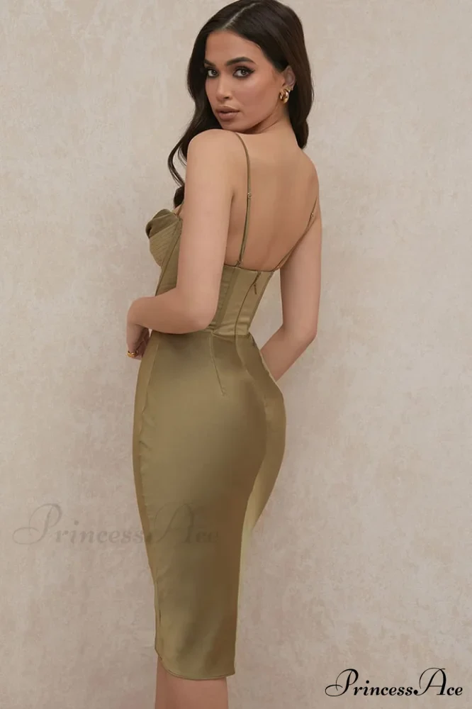 Absolute Elegance Satin Charming Corset Midi Dress - Image 6