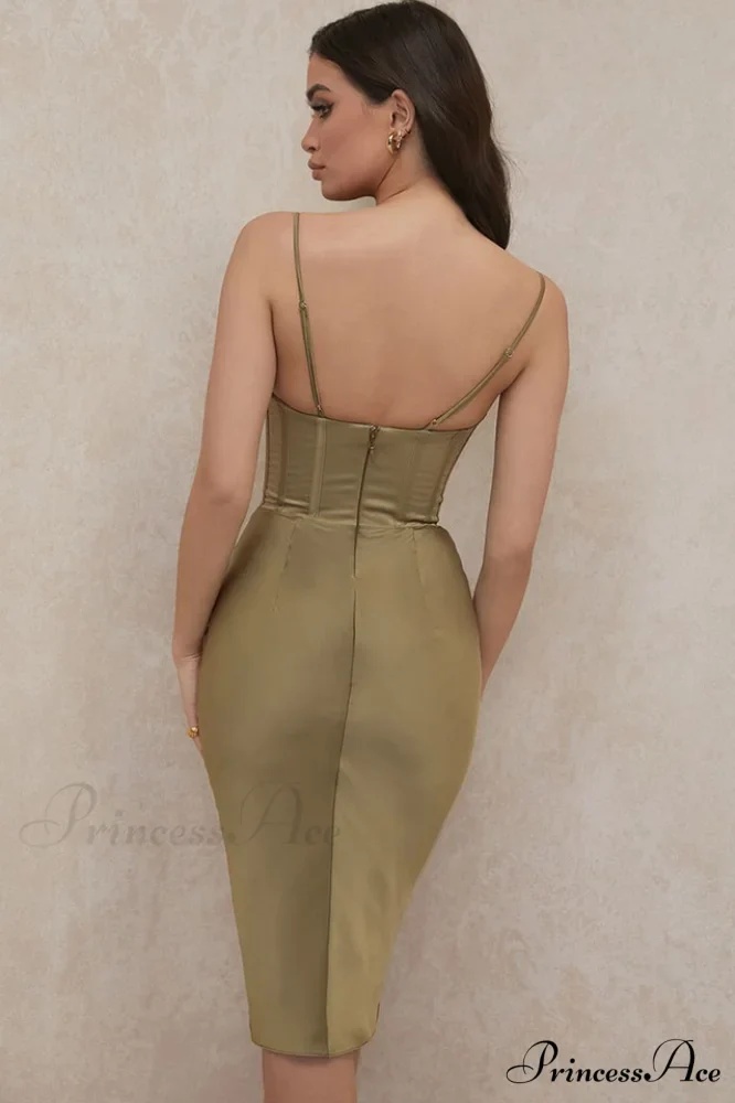 Absolute Elegance Satin Charming Corset Midi Dress - Image 7