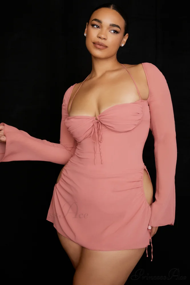 Chiffon Halter Stylish Mini Dress - Image 35