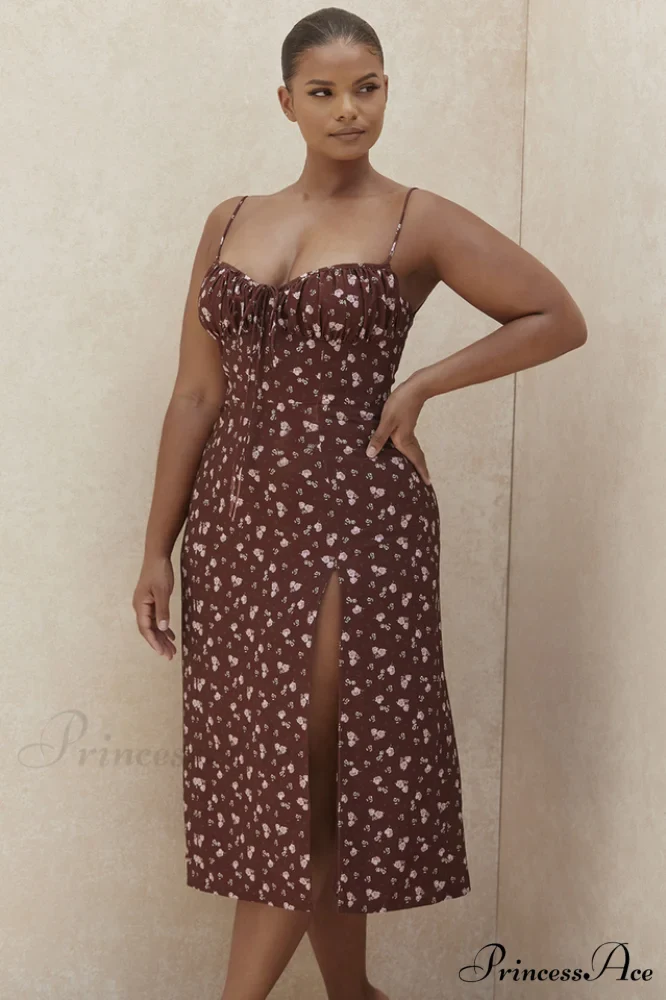 Floral Bustier Stylish Midi Dress - Image 2