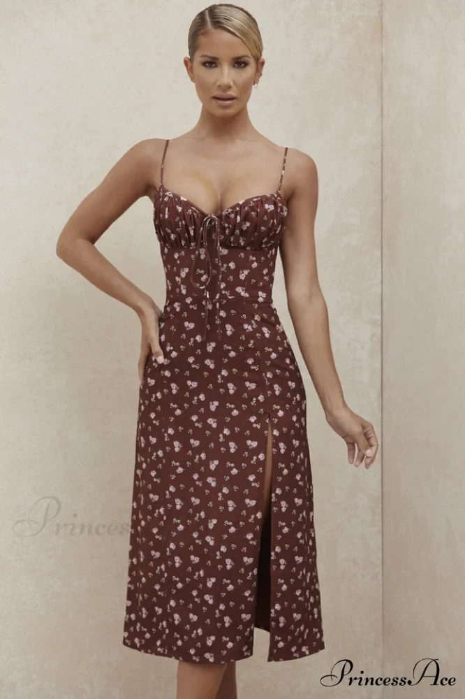 Floral Bustier Stylish Midi Dress - Image 3