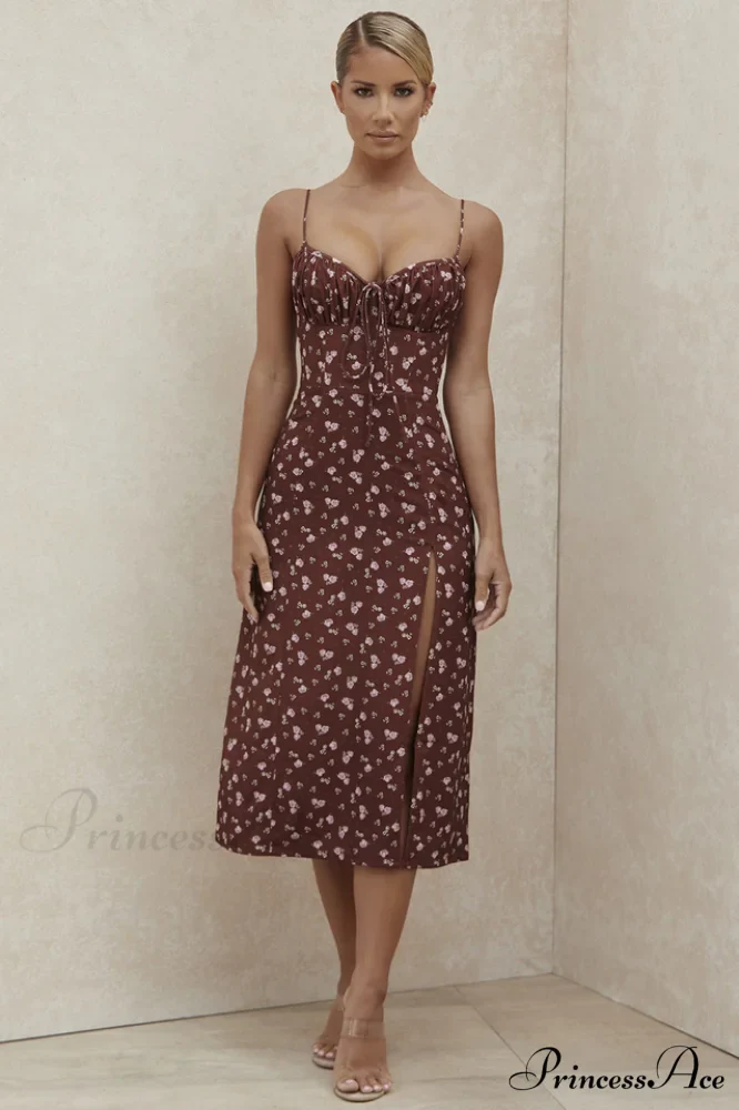 Floral Bustier Stylish Midi Dress - Image 4