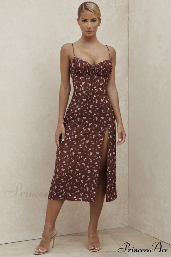 Floral Bustier Stylish Midi Dress - Image 5