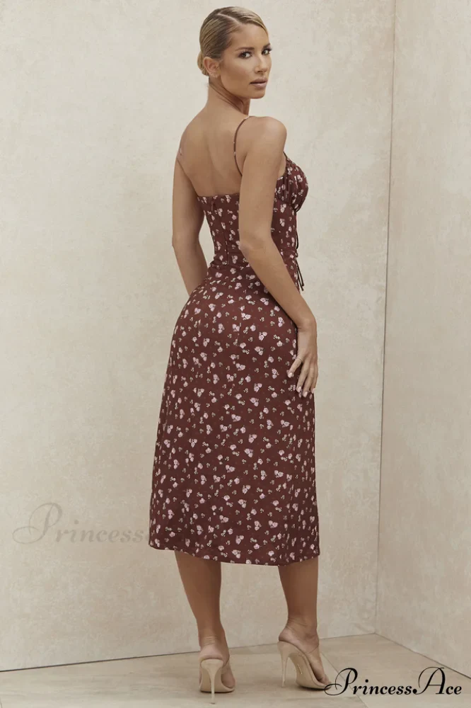 Floral Bustier Stylish Midi Dress - Image 7