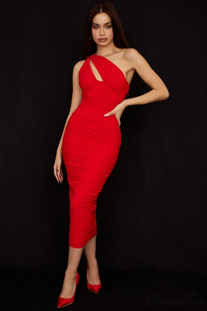 Asymmetric Cutout Stylish Midi Dress - Image 10