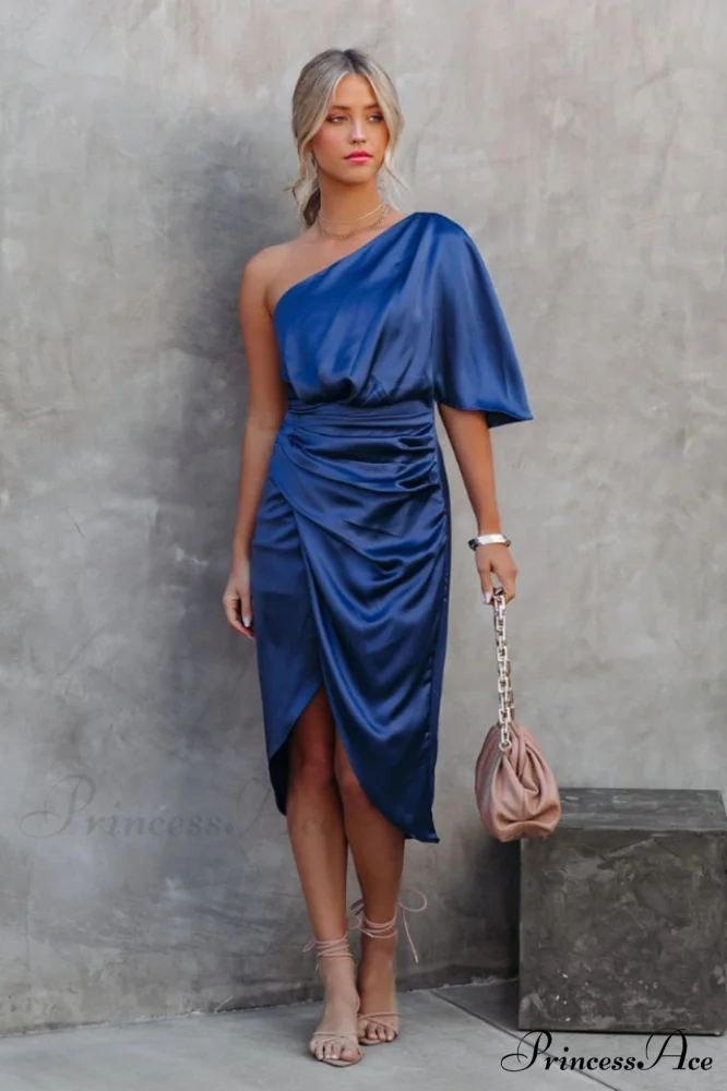 Kelly Satin Stylish Irregular Evening Dress - Image 10