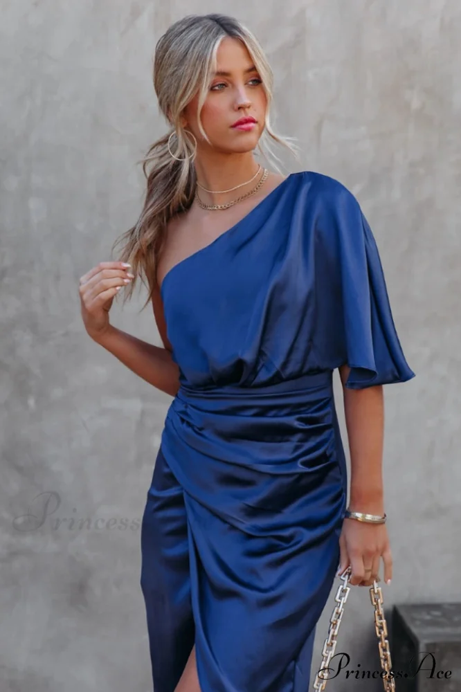 Kelly Satin Stylish Irregular Evening Dress - Image 14