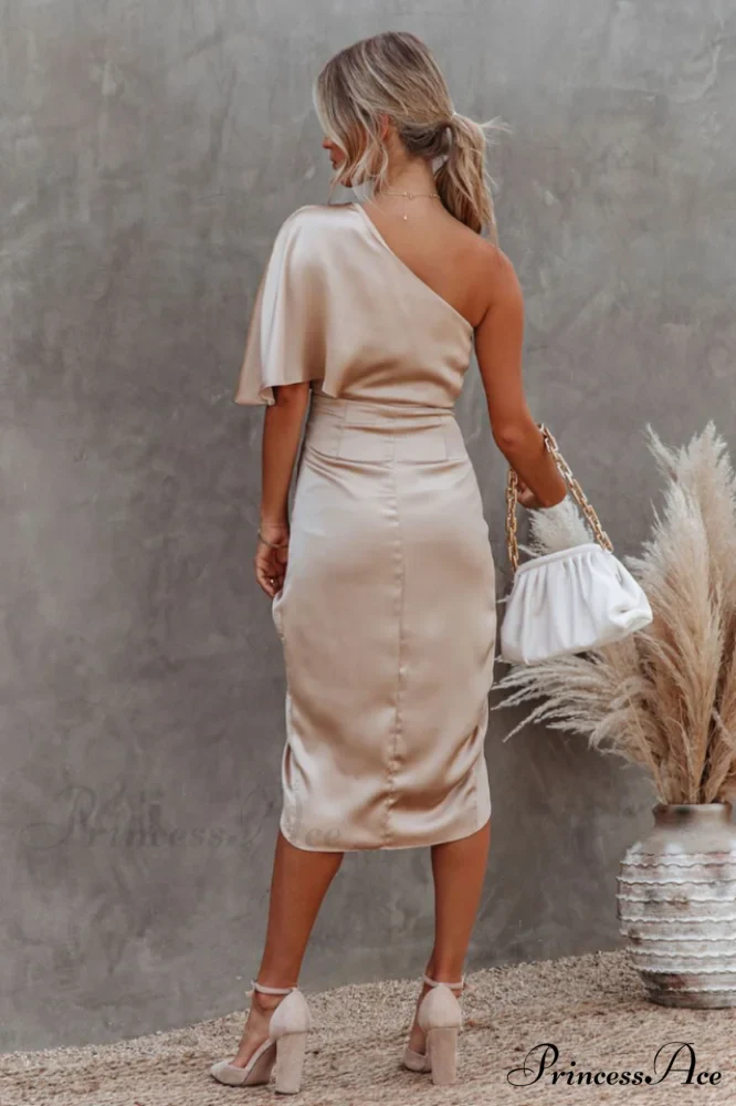 Kelly Satin Stylish Irregular Evening Dress - Image 2