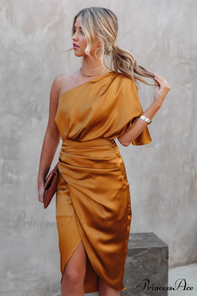 Kelly Satin Stylish Irregular Evening Dress - Image 9