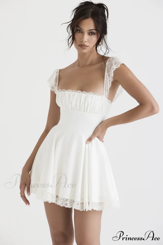 Lace A-Line Stylish Mini Dress - Image 2