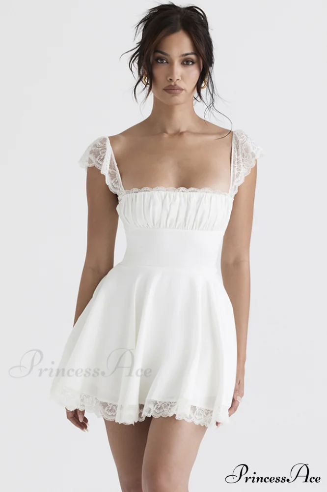 Lace A-Line Stylish Mini Dress - Image 3