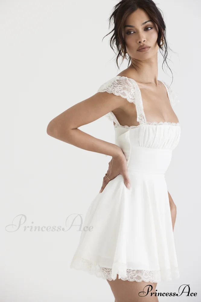 Lace A-Line Stylish Mini Dress - Image 5