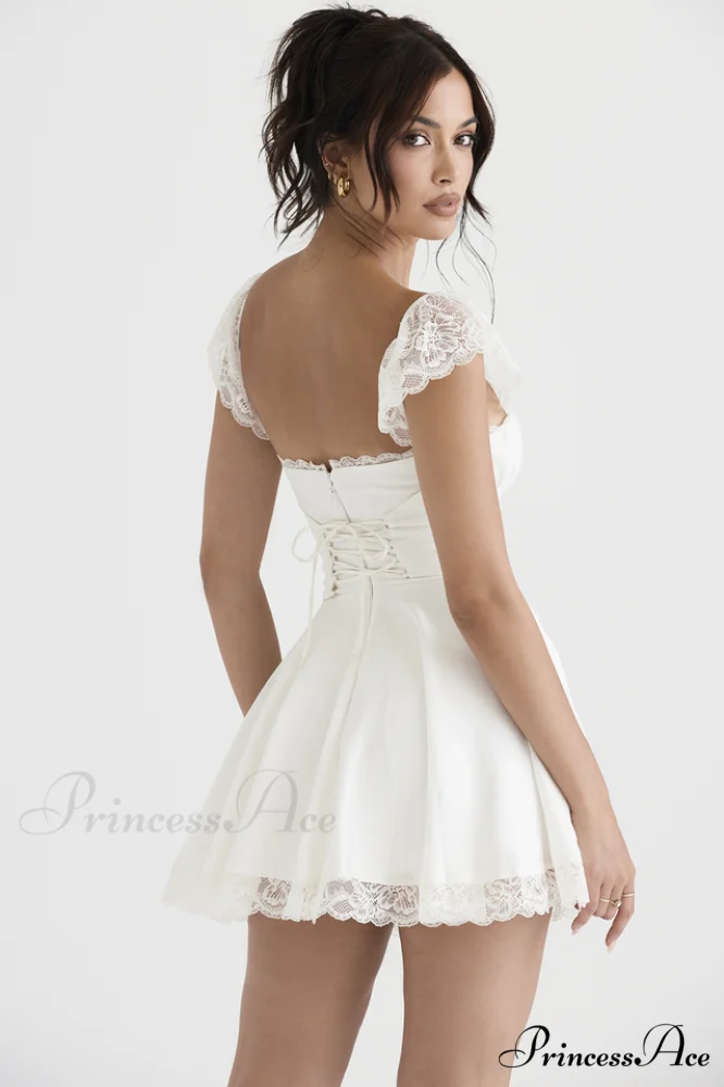 Lace A-Line Stylish Mini Dress - Image 6