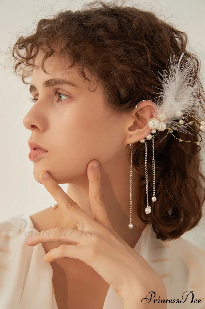 Feather Elegant Tassel Earrings - Image 2
