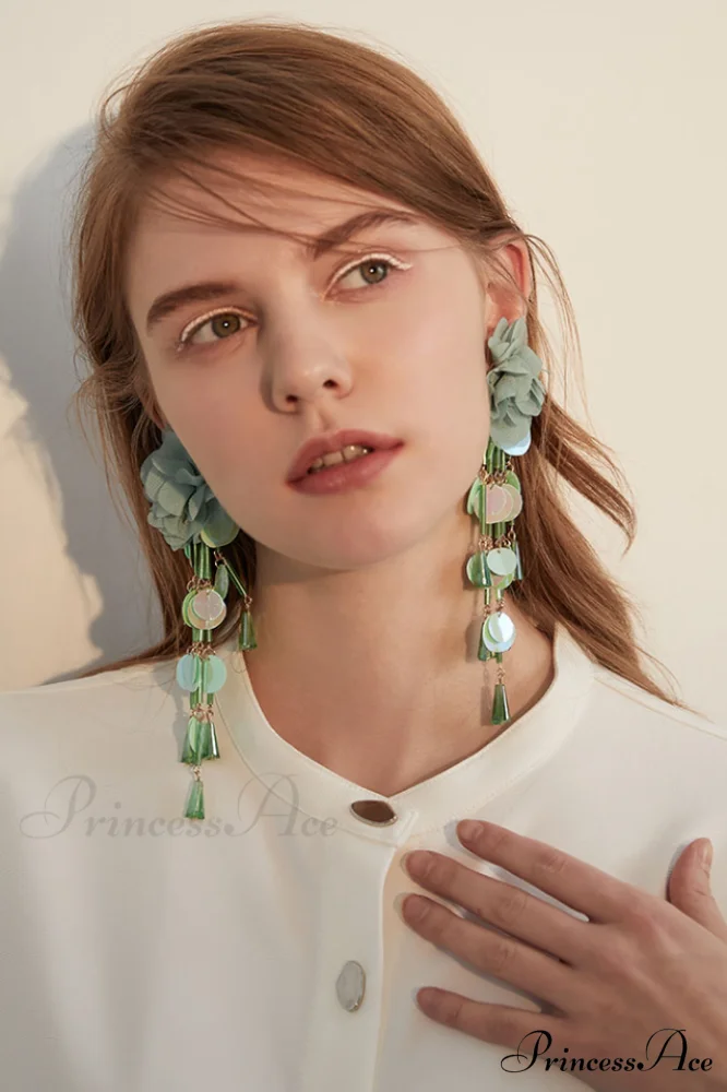 Flower Elegant Sequin Earrings - Image 2