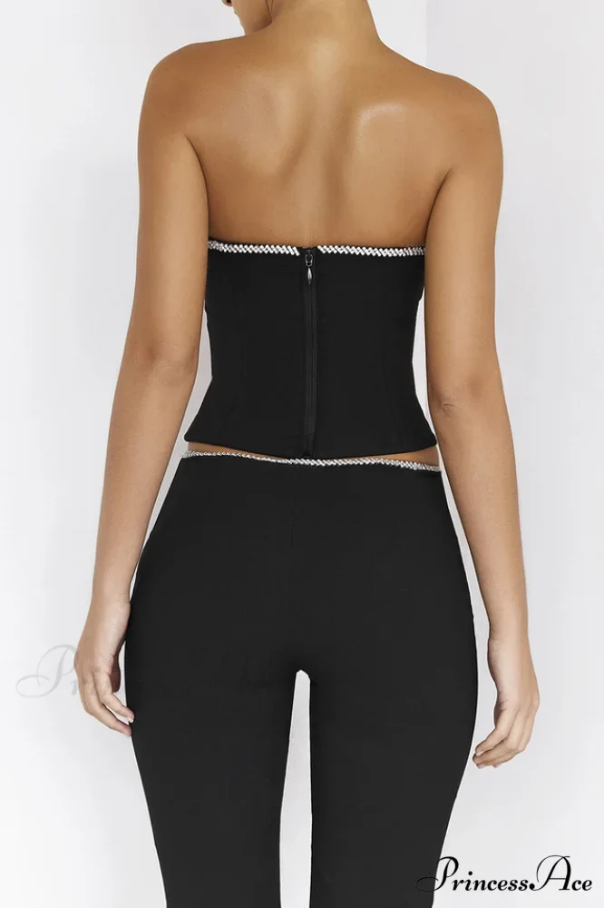 Black Crystal Stylish Trimmed Corset - Image 7