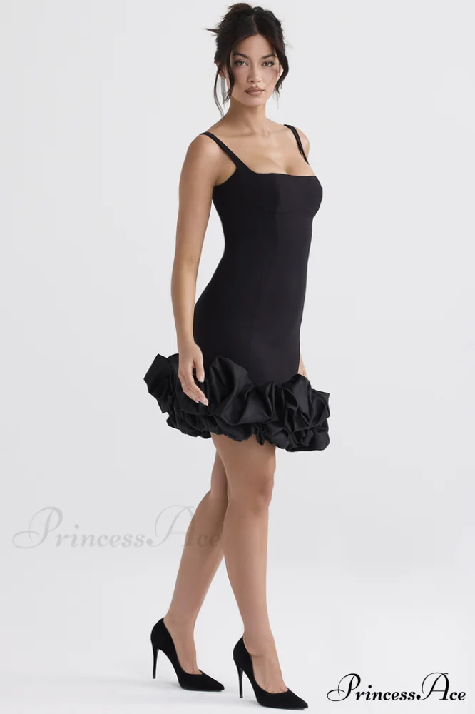 Black Ruffle Stylish Hem Dress - Image 10