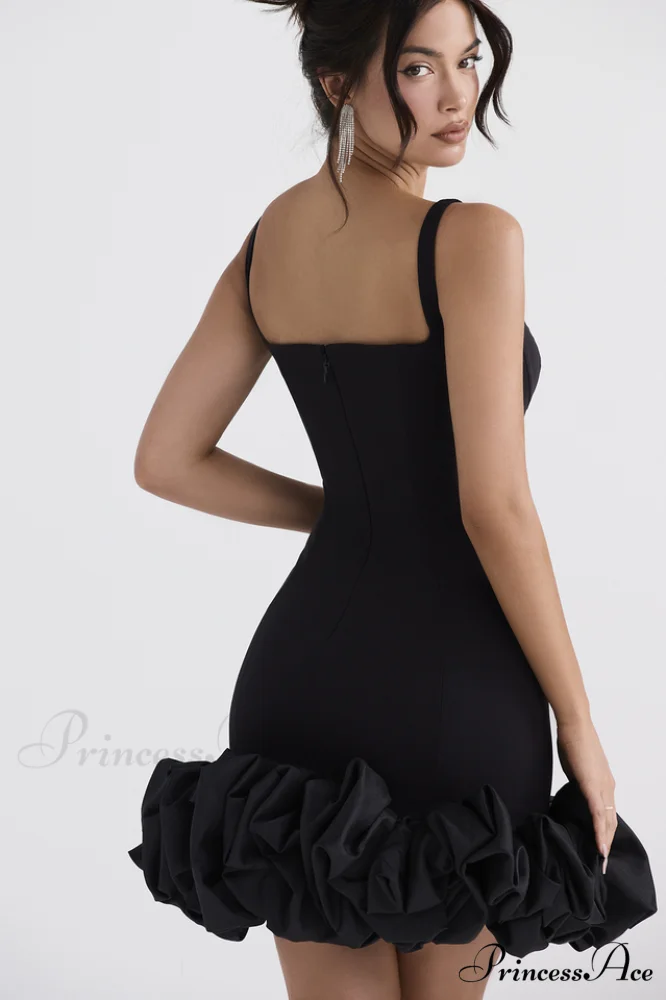 Black Ruffle Stylish Hem Dress - Image 8