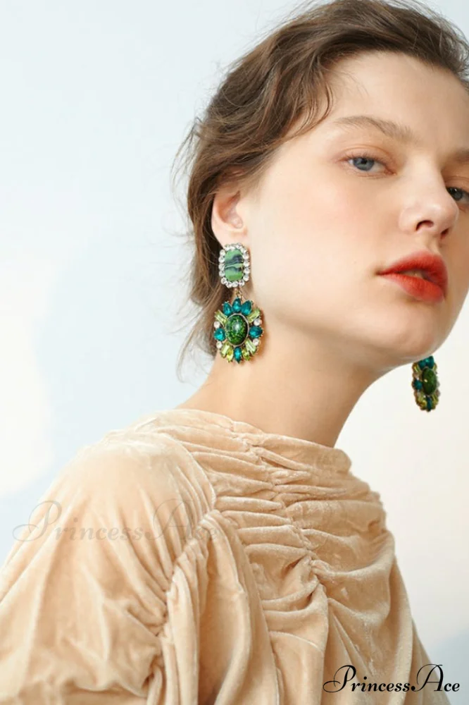 Green Dimond Stylish Dangle Earrings - Image 7