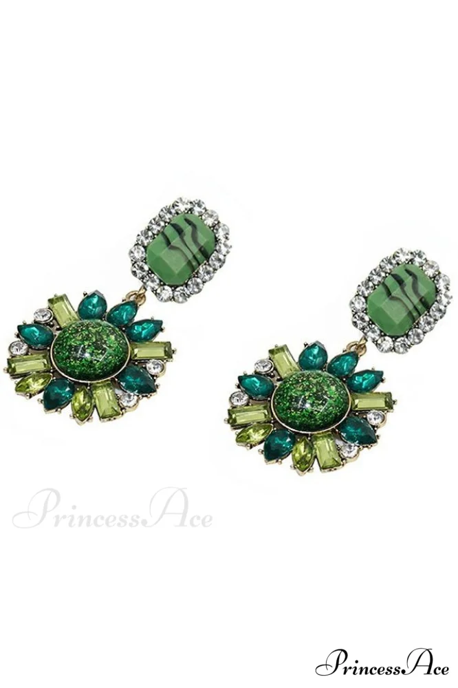 Green Dimond Stylish Dangle Earrings - Image 8