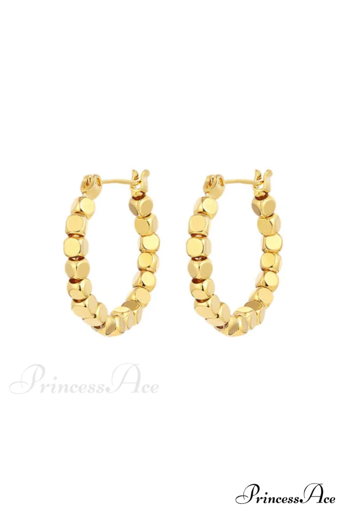 Gold Sugar Stylish Cube Hoops - Image 2