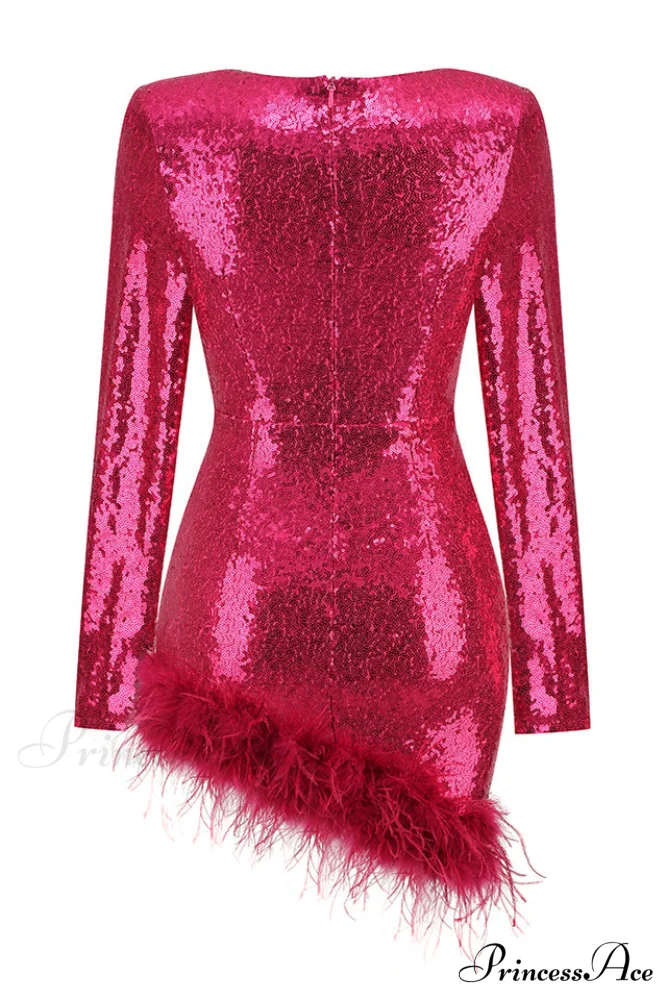 Daria Sequin Stylish Feather Mini Dress - Image 22