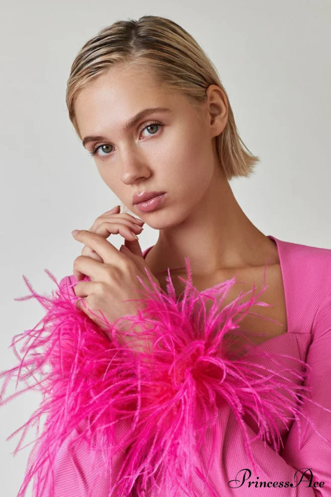 Feather Long Stylish Sleeve Bustier Dress - Image 6