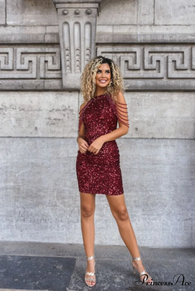 Chain Detail Stylish Sequin Bodycon Dress - Image 17