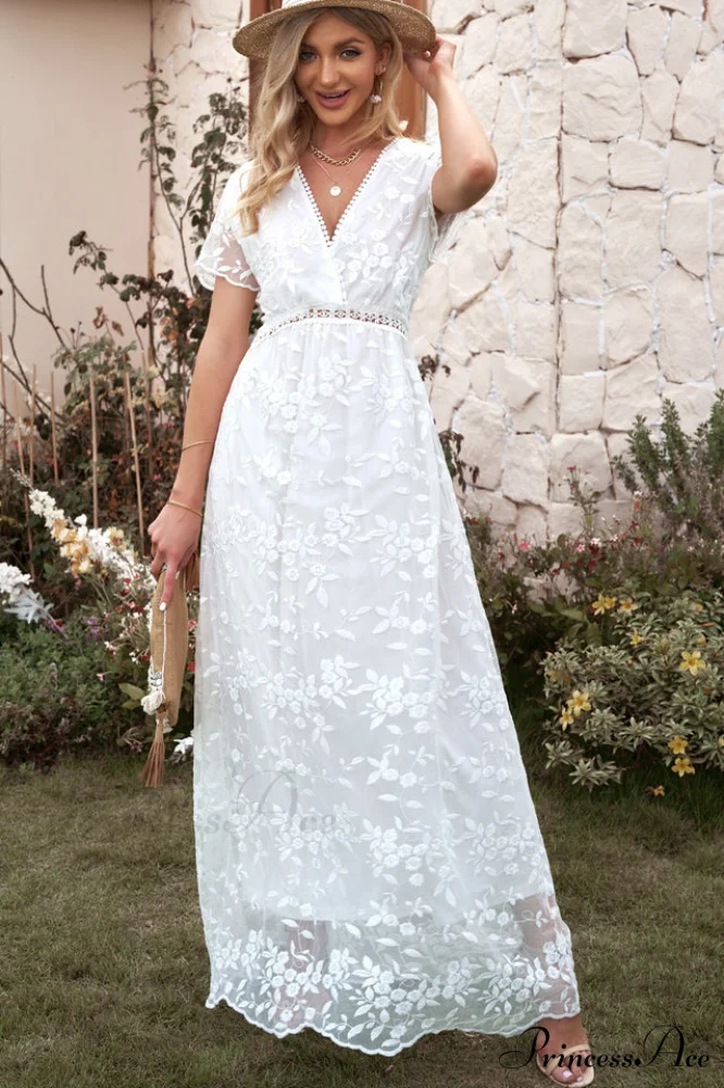 Emma Boho Floral Charming Lace Maxi Dress - Image 2