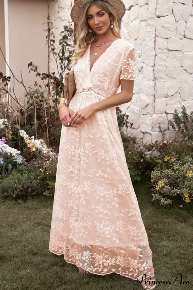 Emma Boho Floral Charming Lace Maxi Dress - Image 5