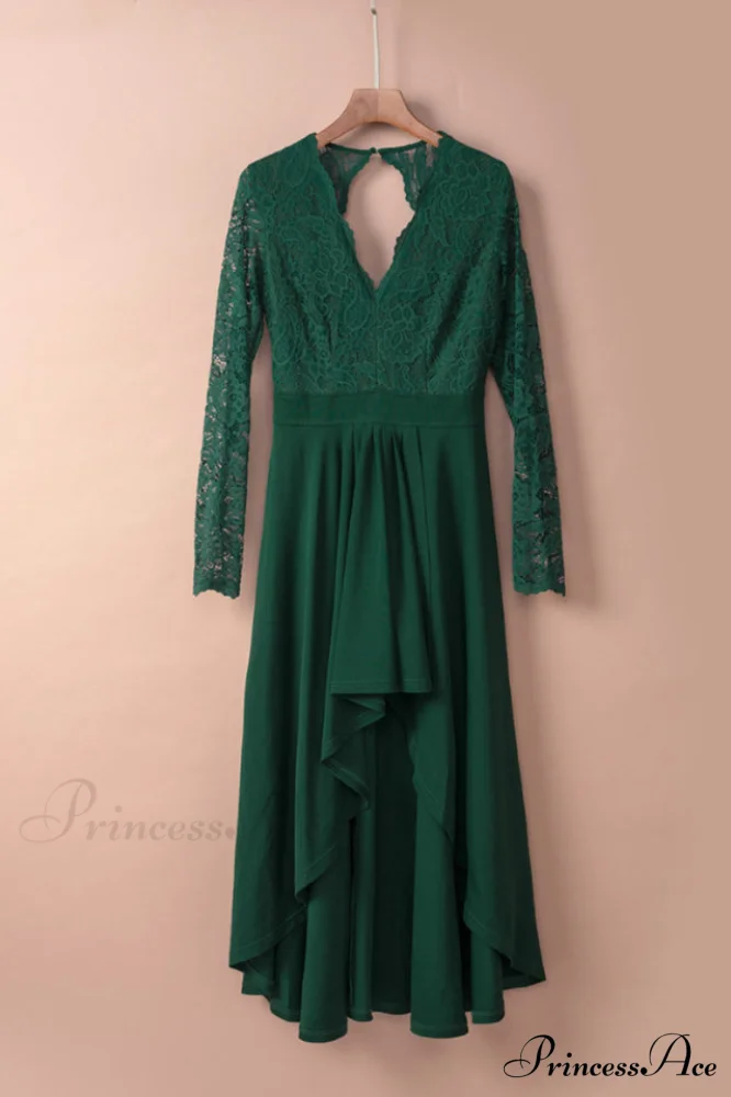Floral Lace Satin Charming Maxi Prom Dress - Image 10