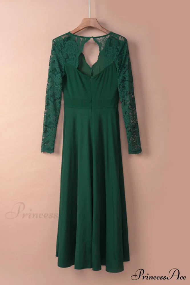 Floral Lace Satin Charming Maxi Prom Dress - Image 11