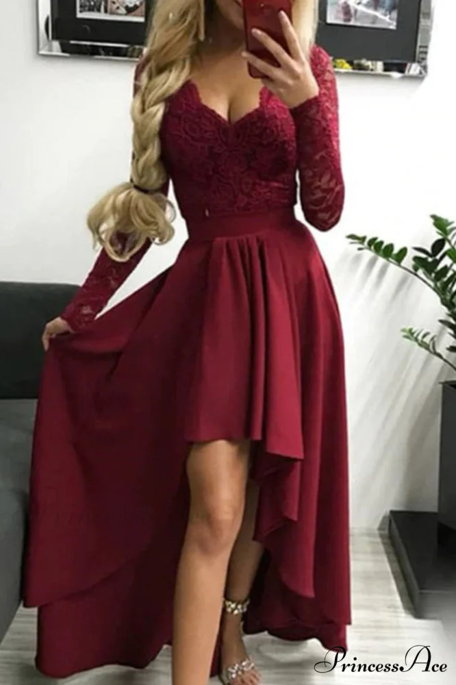 Floral Lace Satin Charming Maxi Prom Dress - Image 8