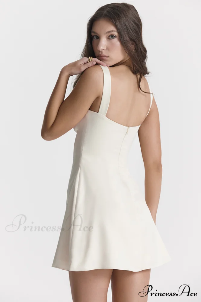 Cream White Stylish Mini Dress - Image 2