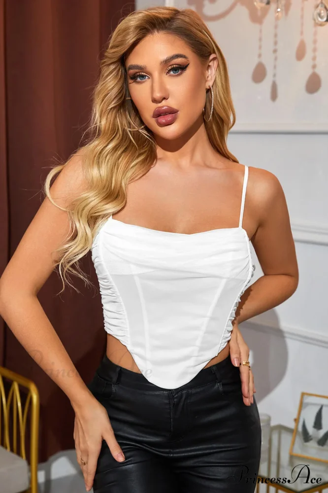 Boning Ruched Stylish Mesh Corset Top - Image 3