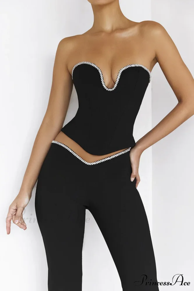 Crystal Trimmed Corset Charming + Embellished Trousers Set - Image 4