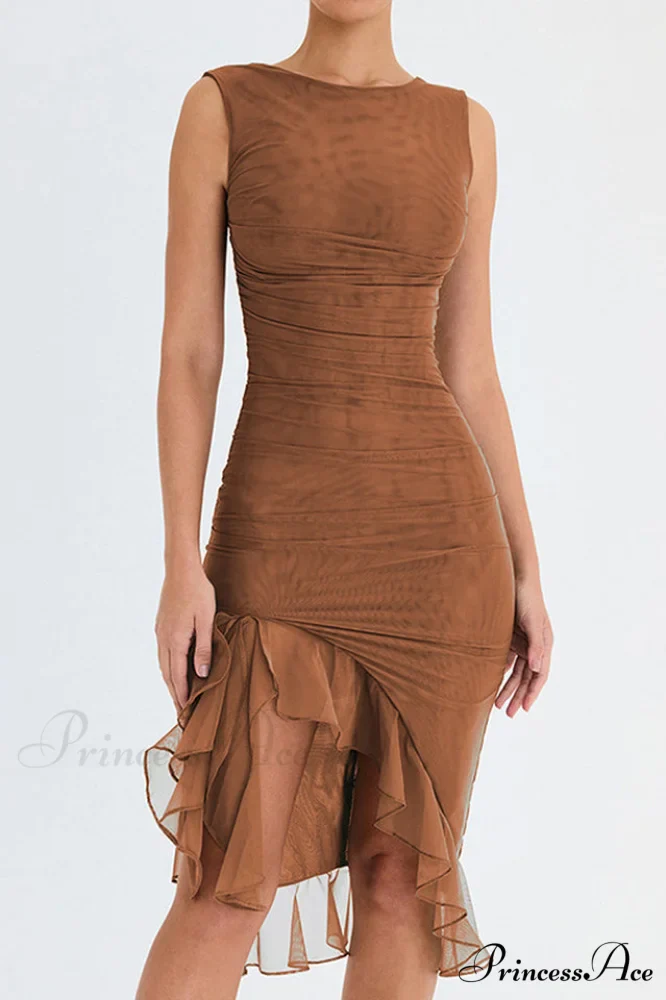 Bay Leaf Stylish Ruffle Midi Dress - Image 13