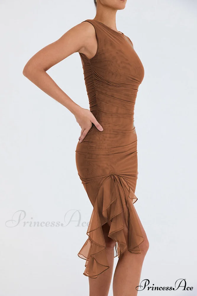 Bay Leaf Stylish Ruffle Midi Dress - Image 15