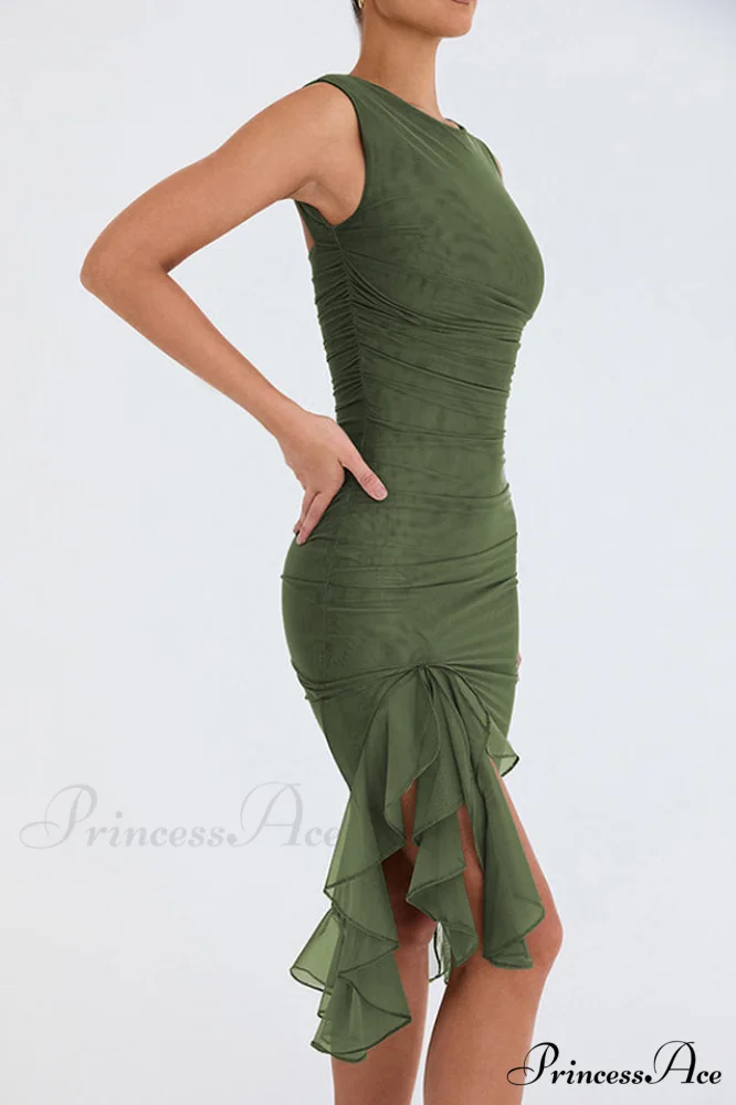 Bay Leaf Stylish Ruffle Midi Dress - Image 23